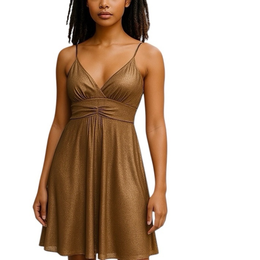 Shimmering OXOXO Dress. Tan. Sz M
